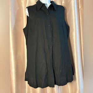 New York & Company Black Linen Sleeveless Button-Down Shirt NWT Size‎ XL